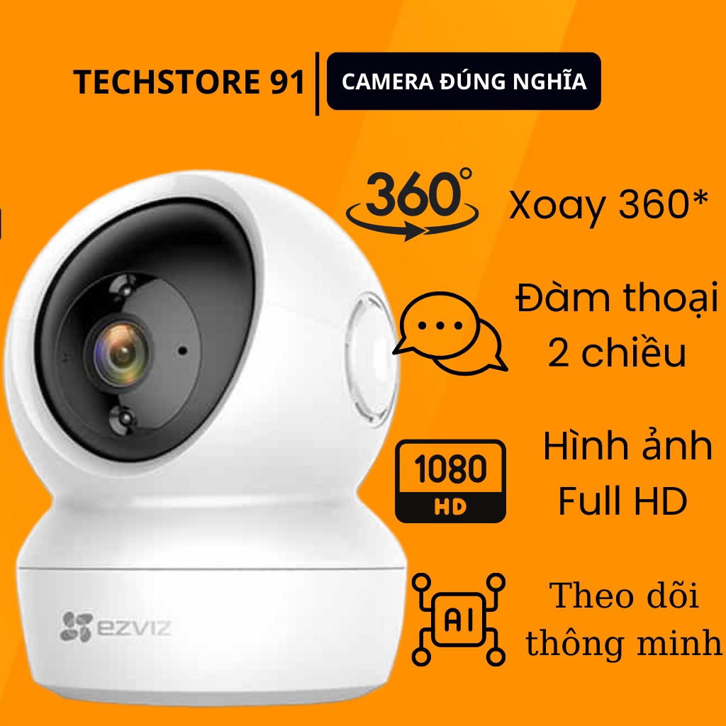 Camera wifi ezviz C6N cảnh báo về điện thoại, loa mic đàm thoại 2 chiều TECHSTORE 91