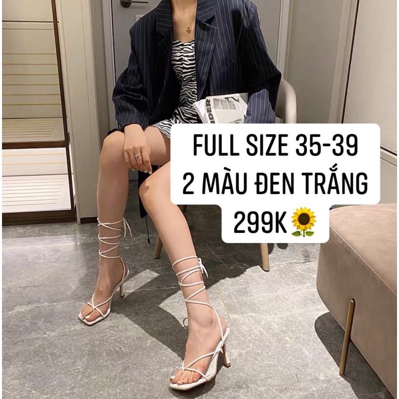 (Sẵn 38 trắng) GIÀY CAO GÓT DÂY ĐAN tuỳ chỉnh hàng quảng châu cao cấp🦋