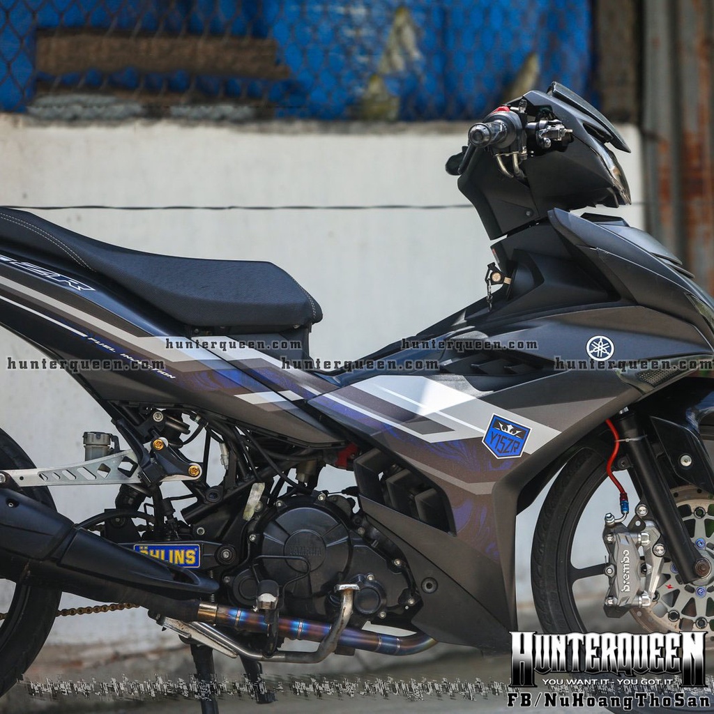 Tem rời Y15ZR mới nhất in UV cao cấp, Dán xe Exciter 150 đời 2016-2019 màu đen nhám. Mẫu decal  hoa văn chìm ẩn