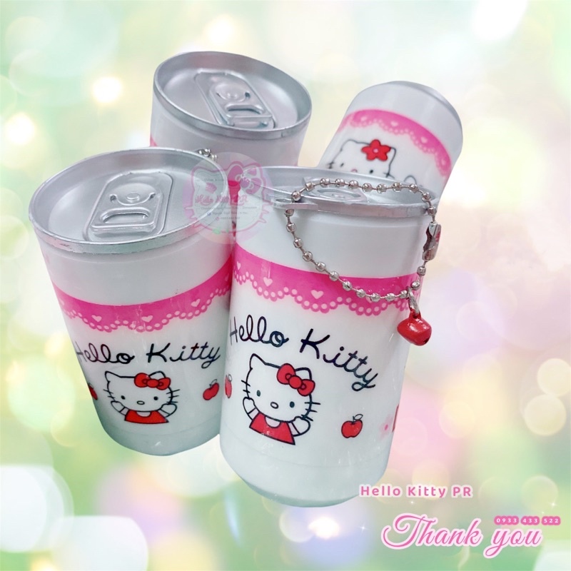 Lon đựng khăn giấy ướt có móc khóa treo Hello Kitty