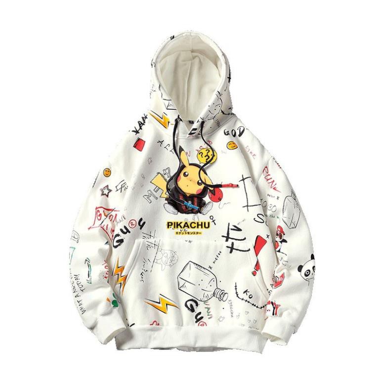 Áo Hoodie Nam Dài Tay ⚡ FREESHIP ⚡  Áo khoác hoodie nam Có Mũ Trùm Túi Bụng Họa Tiết Pikachu đẹp