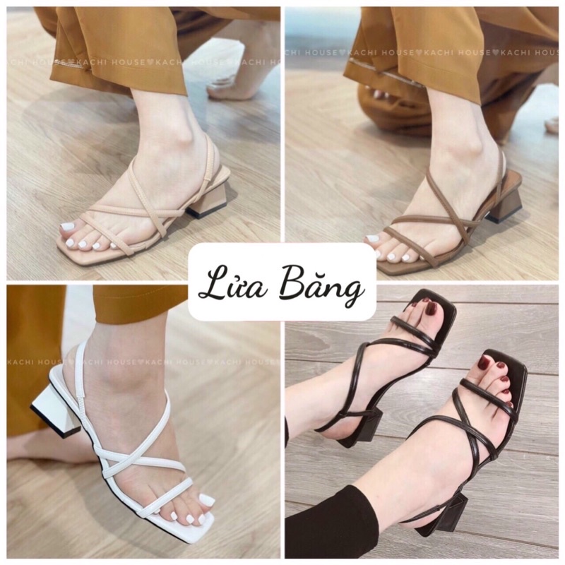 SANDAL CAO GÓT NỮ GÓT VUÔNG 3 PHÂN QUAI CHÉO MỚI L198