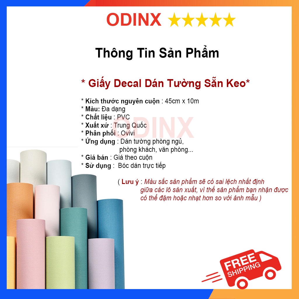 Giấy Dán Tường Giả Xi Măng Có Keo Sẵn Khổ 45cm Cuộn 10m ODINX