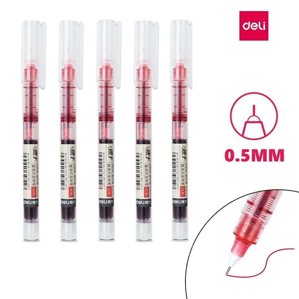 Bút lông kim mực gel nước luyện viết thư pháp Deli S856 ngòi 0.5mm cực nhanh khô