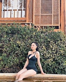 Bikini xéo vai da beo (đen/ beo)