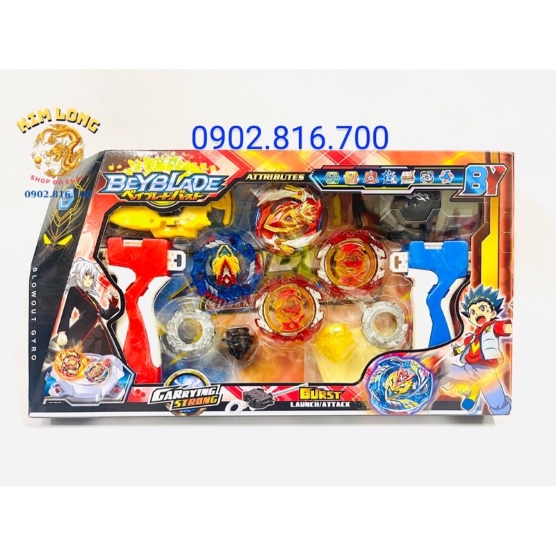 Bộ 2 Con Quay BEYBLADE vòng xoay thần tốc siêu mạnh có Tay Cầm 542