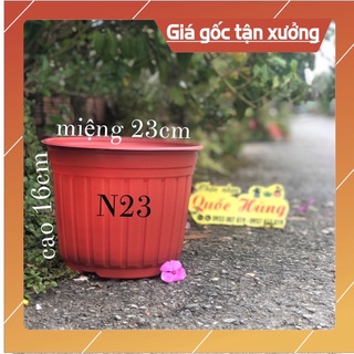 Chậu nhựa có vành Nâu N23