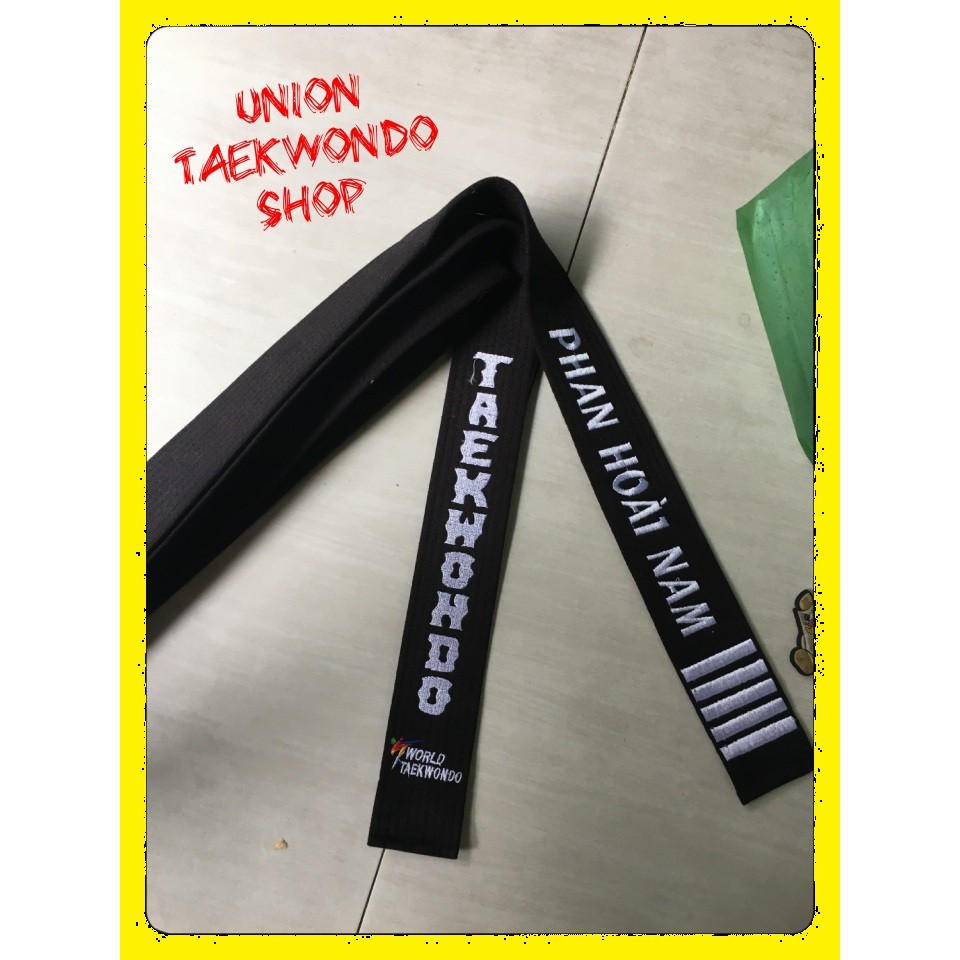 BEST SELLER Miễn Phí Thêu Tên Đai đen Taekwondo Vovinam Karate #UnionTaekwondoSHOP Ngang 4.5 cm