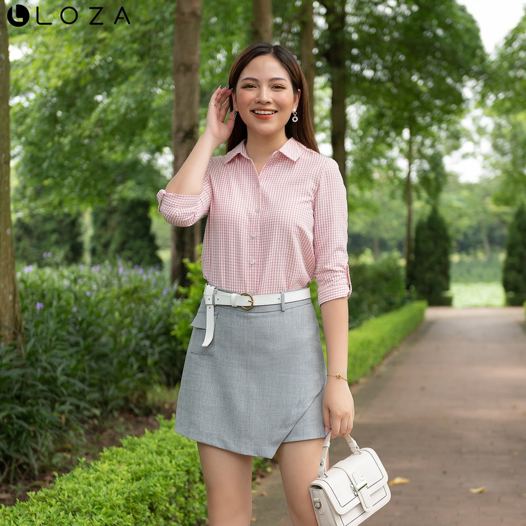 [Mã WAMNK giảm 20% tối đa 50k đơn 99k] Áo sơ mi nữ LOZA kẻ caro tay lửng - PS1025 | BigBuy360 - bigbuy360.vn