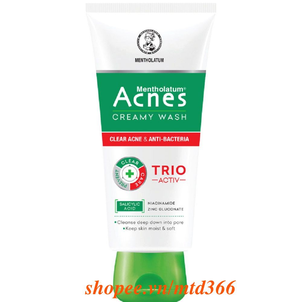 Sữa Rửa Mặt Acnes Trio 50g Giúp Ngừa Mụn Creamy Wash (Mẫu Mới Của Dòng 3S) Chính Hãng.