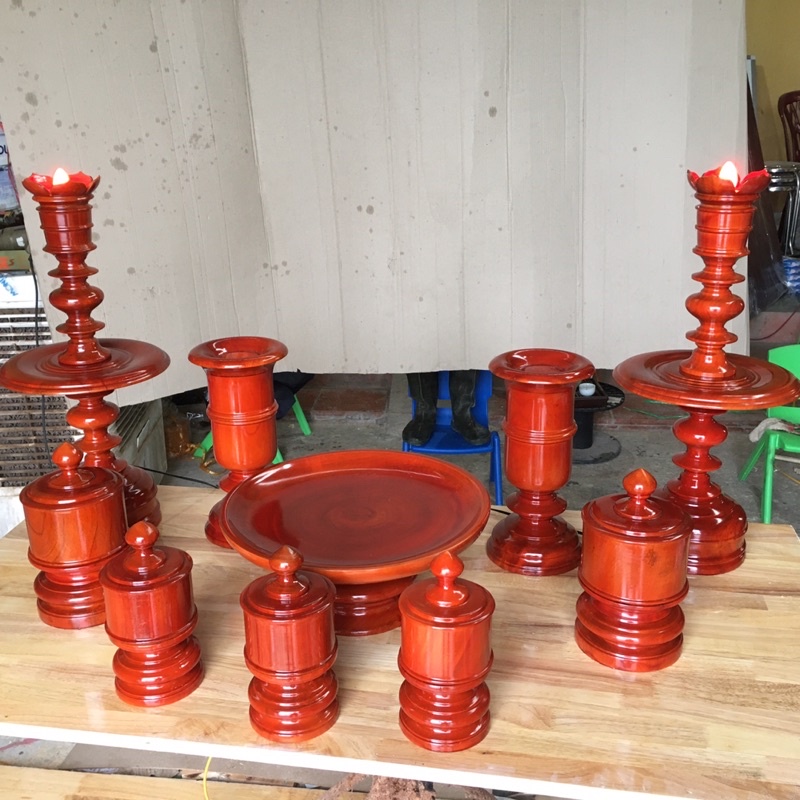 Bộ Đài Nến Gỗ Tự Nhiên cao cấp 10 món(Có Bán Rời Từng sản phẩm)