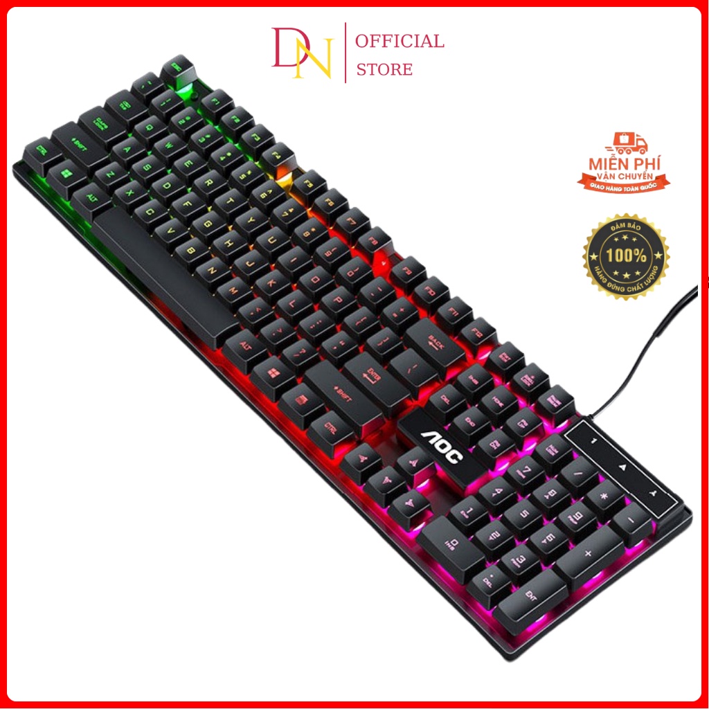 Bàn phím máy tính AOC KB121, Bàn phím cơ gaming, Chuyên Game Đèn LED 7 Màu, Bảo Hành 12 Tháng