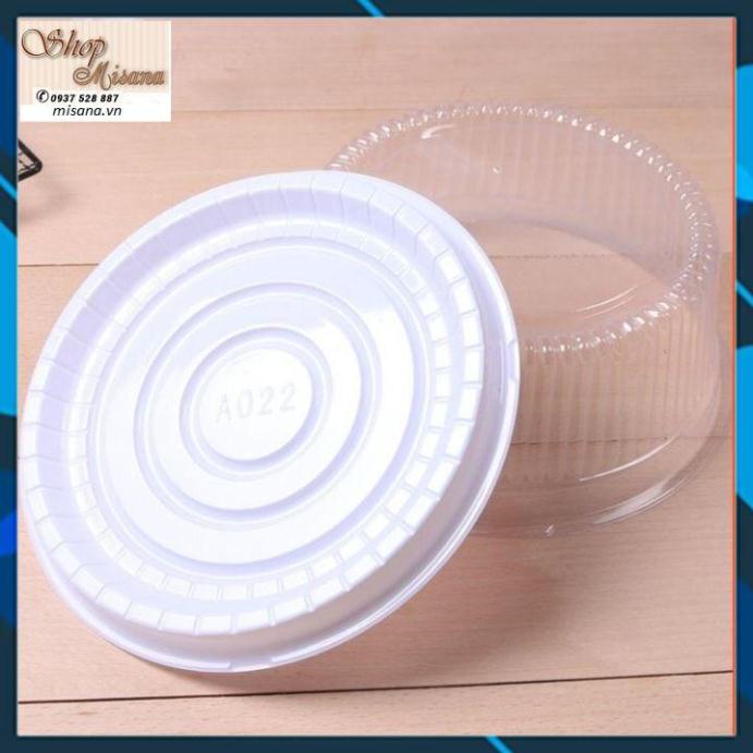 Bộ 20 hộp nhựa đựng bánh tròn 18cm đế trắng A022 đựng bánh bông lan trứng muối, rau cau, bánh bò