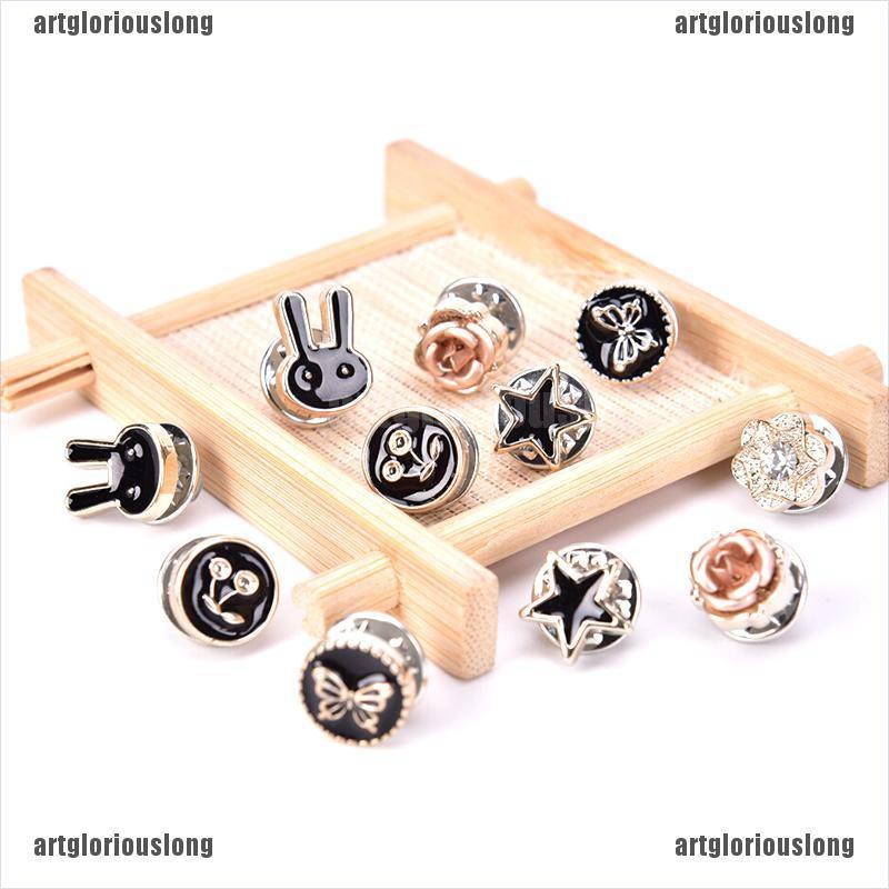 Set 10 Nút Cài Áo Hình Bông Hoa Đính Ngọc Trai Nhân Tạo Thời Trang