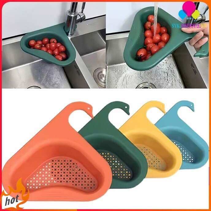 Rổ nhựa gắn bồn rửa hình thiên nga, Khay lọc rác bồn rửa chén tiện dụng, rổ lọc thực phẩm cạnh bồn rửa bát, nhiều màu