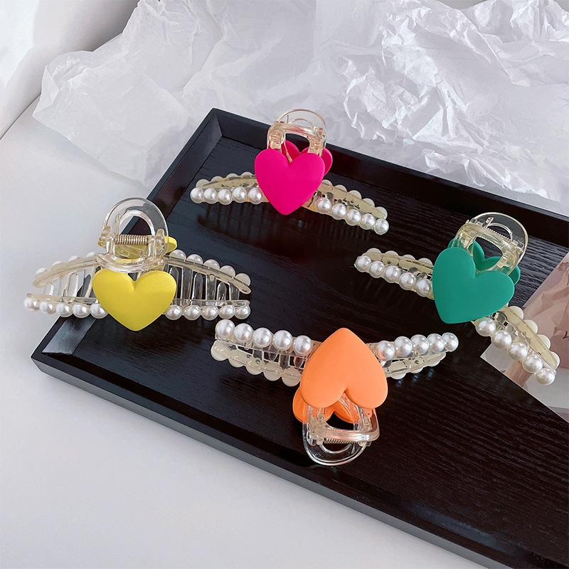 Kẹp Tóc Hình Trái Tim Đính Ngọc Trai Nhân Tạo Thời Trang