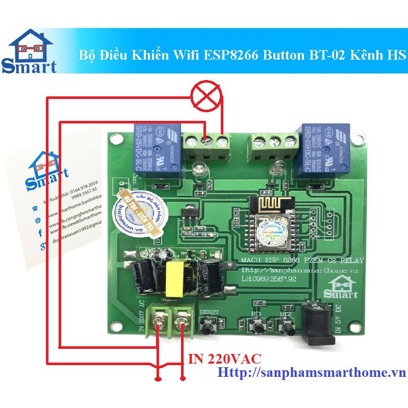 Điều khiển thiết bị qua điện thoại bằng wifi 2 kênh