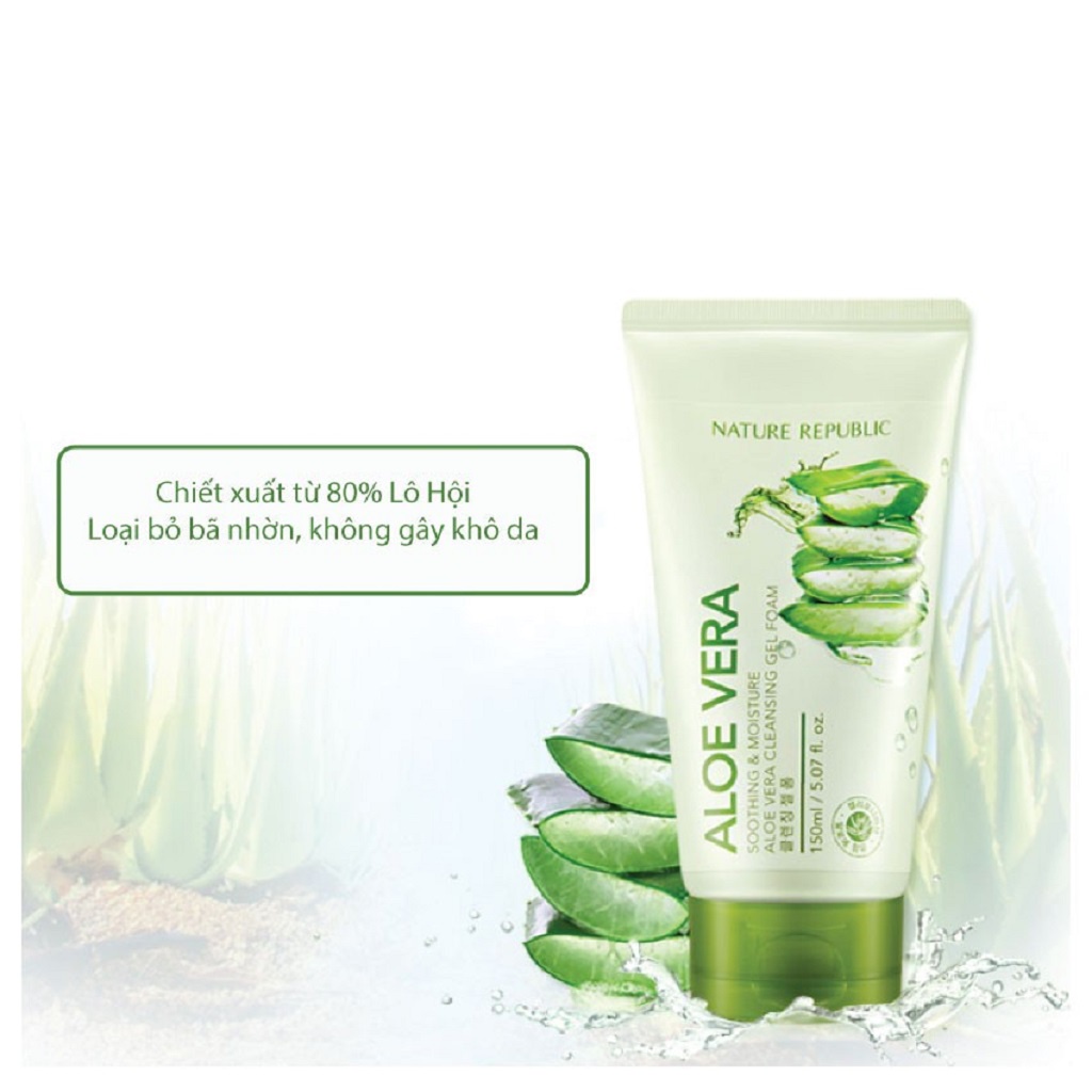 Nature Republic Sữa rửa mặt Soothing &amp; Moisture Aloe Vera Foam Cleanser 150ml