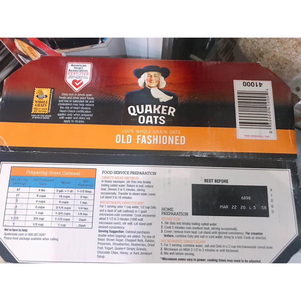 [CHÍNH HÃNG] YẾN MẠCH 4 52KG QUAKER OLD FASHIONED ĂN KIÊNG BÉ ĂN DẶM