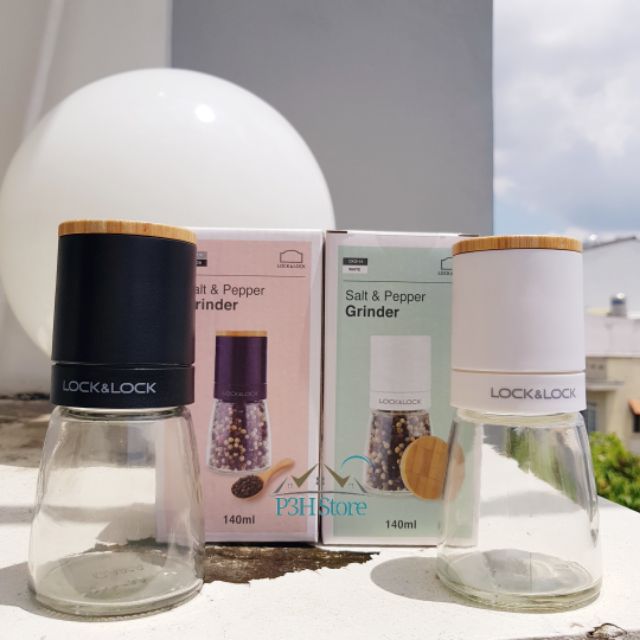 Cối xay tiêu thủy tinh Lock&Lock dung tích 140ml lưỡi sứ nắp gỗ sồi tiện dụng CKO115 | BigBuy360 - bigbuy360.vn