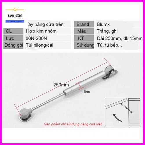 Tay Nâng Piston Thủy Lực Blumk 80N- 100N- 120N - 150N_Tay Chống Cánh Tủ Giảm Chấn _Hỗ Trợ Lắp đặt