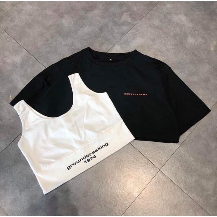 (Set 2 áo CROPTOP & BRA) Áo Thun Croptop GROUNDBREAKING 1974- áo phông Croptop-AT003 | BigBuy360 - bigbuy360.vn