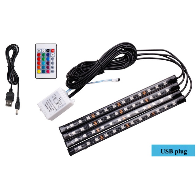 Lymoyo Đèn LED Không Dây Điều Khiển Từ Xa Nhiều Chế Độ RGB Trang Trí Nội Thất Xe Hơi