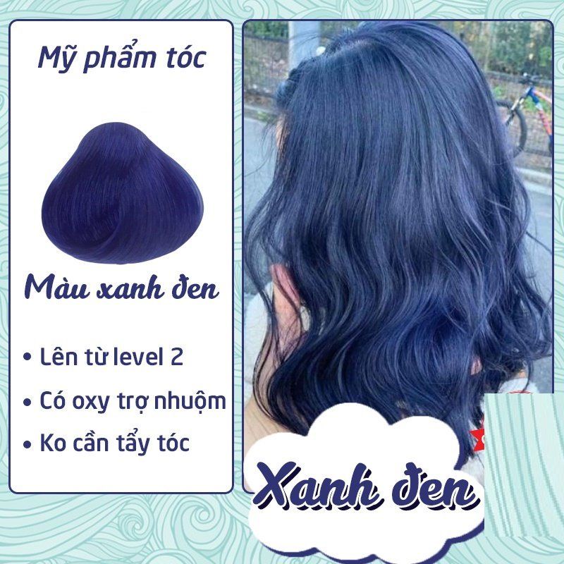 Thuốc Nhuộm Tóc Màu Xanh Đen 22.88888 Blue Black Hair Dye Cream Không Cần Tẩy
