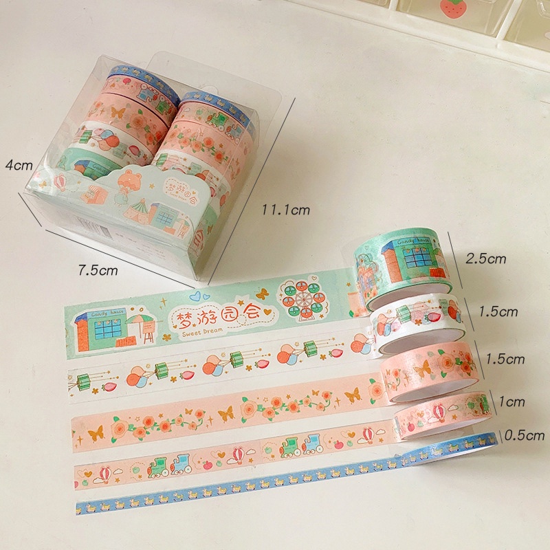 Combo 10 Cuộn Washi Tape Cartoon Hoạt Hình Chủ Đề Đáng Yêu