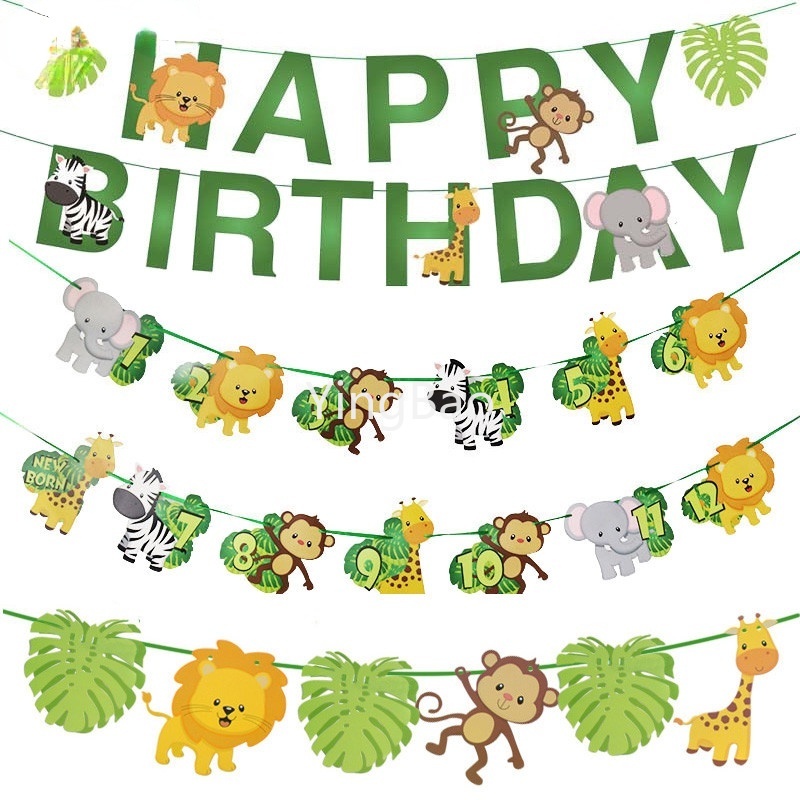 Dây Treo Trang Trí Sinh Nhật Hình Động Vật Hoạt Hình Cho Trẻ Em 1 Tuổi