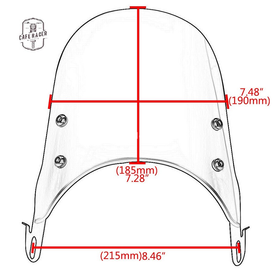 Kính chắn gió moto xe máy Fairing nhựa ABS siêu bền độ Classic Cafe Racer Tracker Chopper Bobber