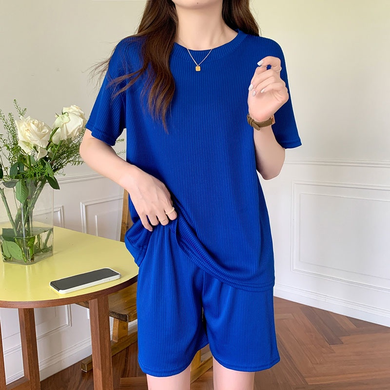 Bộ đồ ngủ IELGY ngắn tay vải lụa mát thời trang mùa hè dành cho nữ