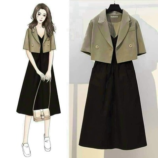 Sét đầm 2 dây kèm khoác vets xịn xò sang chảnh thời trang xuân hè 2022