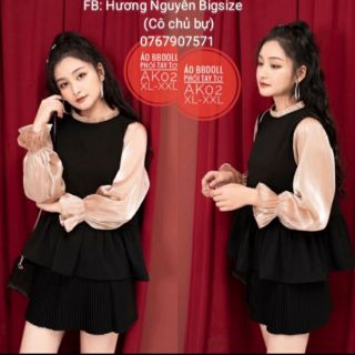 Bigsize áo babydoll phối tay tơ ak02