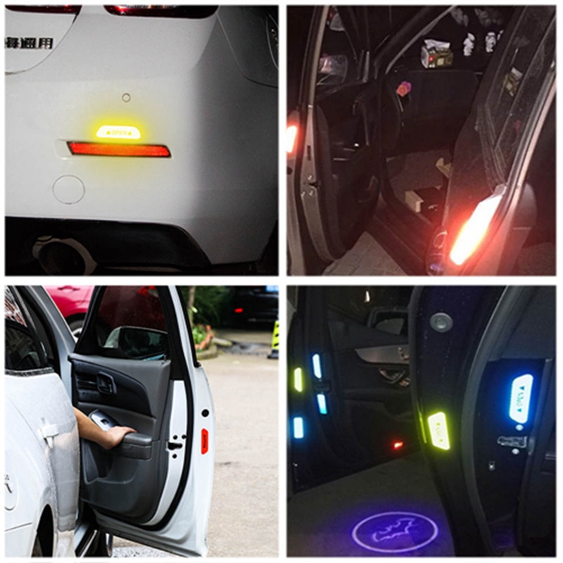 Bộ 4 Miếng Dán Cửa Xe Hơi Phản Quang Cảnh Báo An Toàn Tiện Dụng