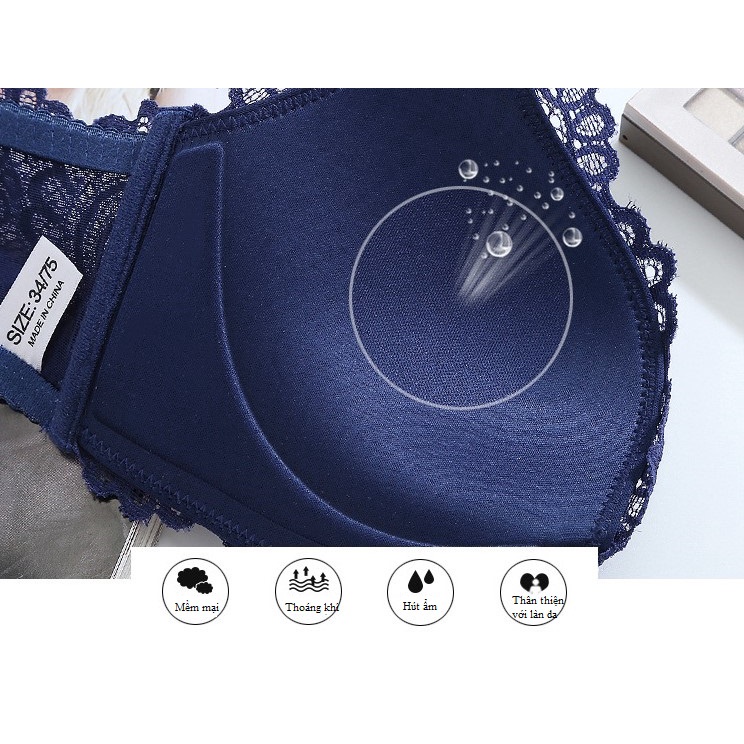 Áo lót ngực nữ vải ren cài trước cao cấp, thiết kế đơn giản, trẻ trung, dễ phối đồ (MS 04076) Anna Shop