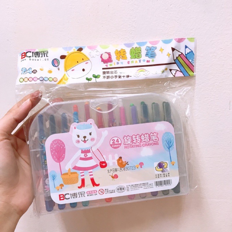Sáp màu vặn thân vỏ nhựa siêu bền (12 màu/18 màu/24 màu)