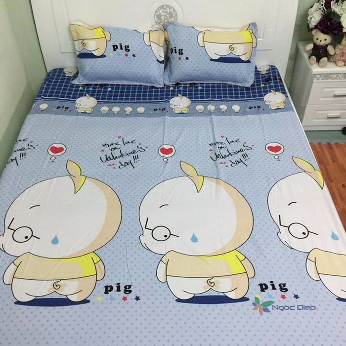 Bộ ga gối poly cotton lợn con