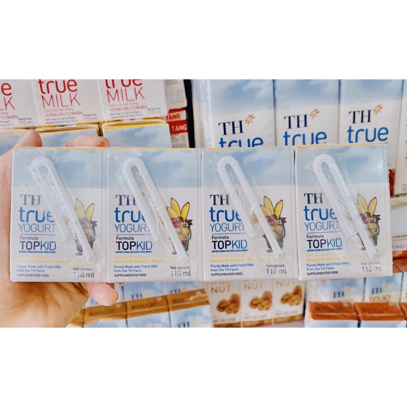 SỮA TH TRUEMILK YOYURT TOPKID CHUỐI, CAM, DÂU 110ml