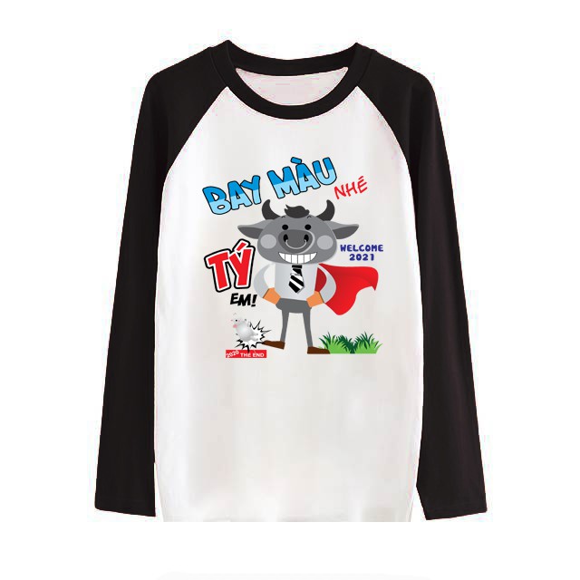 Áo thun dài tay raglan nam nữ unissex thiết kế cổ tròn basic in hình tết 2021 | BigBuy360 - bigbuy360.vn