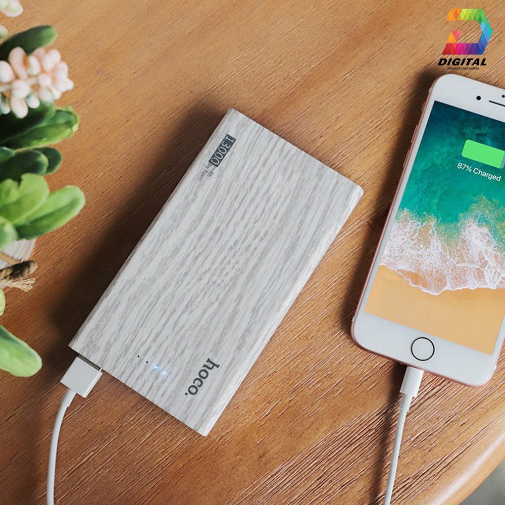 Pin Sạc Dự Phòng Hoco 13000mAh Wood Grain Chính Hãng