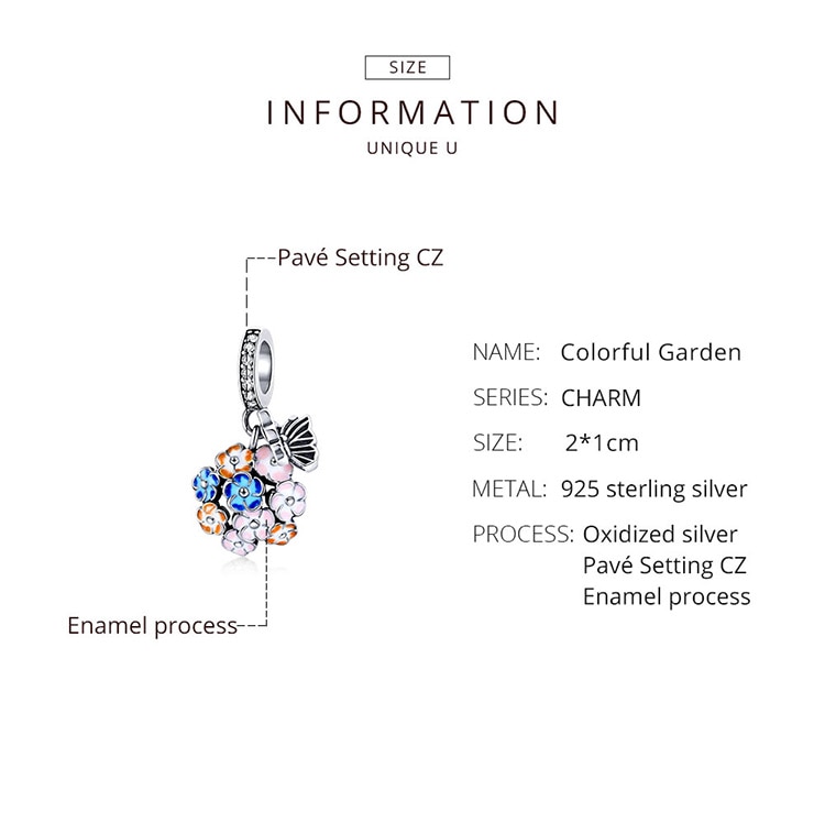 Hạt xỏ trang sức BAMOER SCC1702 bạc 925 nhiều màu sắc phong cách hoa sân vườn nhiều màu độc đáo