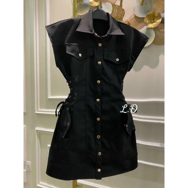 Váy kaki dây đan eo