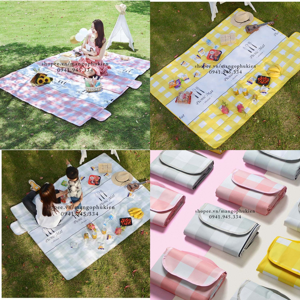 Thảm picnic dã ngoại  ( thảm du lịch 2 lớp có quai xách )