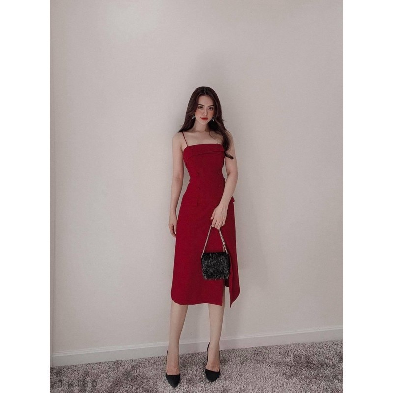 Đầm Dự Tiệc Đầm Thiết Kế 2 Dây Đính Nút Bọc Đẹp Xuất Sắc Hanaki HNK1034 | BigBuy360 - bigbuy360.vn