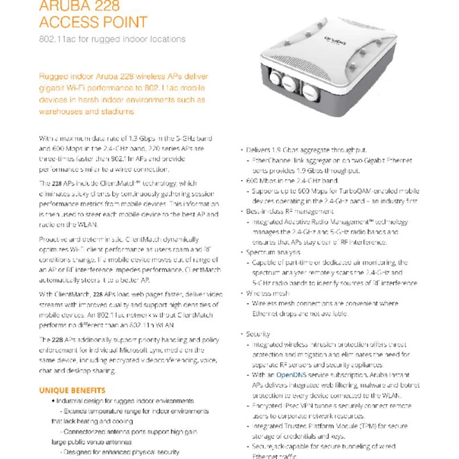 ✅✅Bộ Phát Wifi Ngoài Trời Aruba IAP 228 - 6 Antena Phù Hợp Khách Sạn - Resort - Kho Lạnh