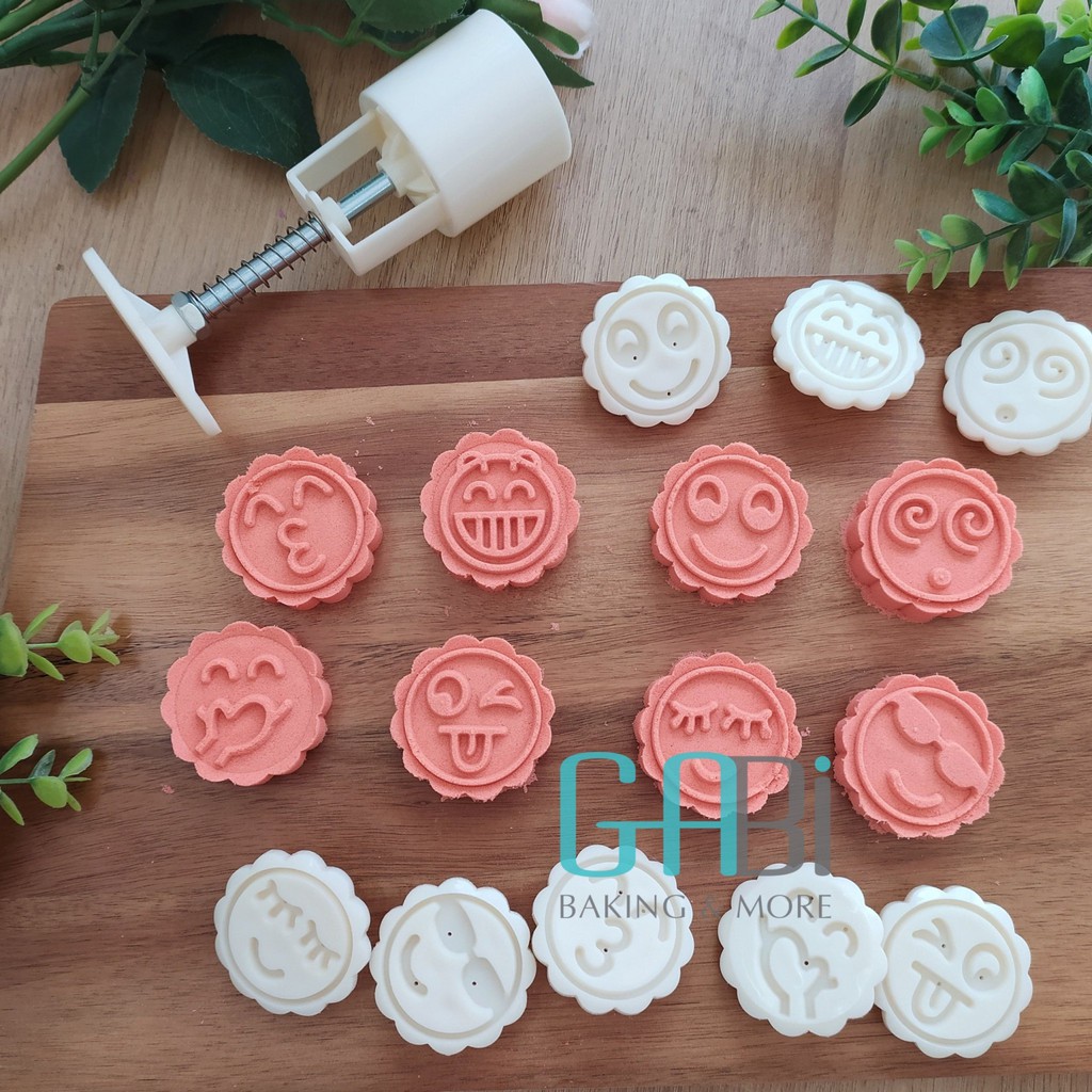 Khuôn nhấn trung thu lò xo 8 mặt cảm xúc 50g