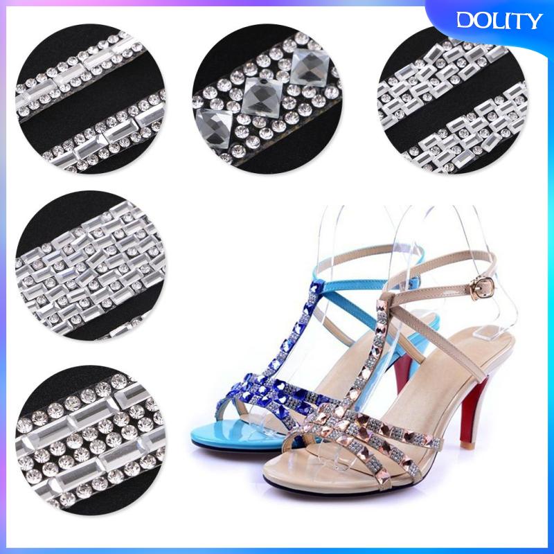 Cuộn Dây Ruy Băng Đính Đá Pha Lê Màu Bạc Dài 1 Yard 6 Hàng 12mm Dùng May Vá DIY