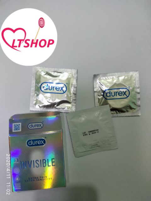 Bao Cao Su Durex Invisible Extra Sensitive  hộp 3 bao siêu mỏng ôm sát