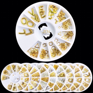 Phụ kiện nail kim loại hạt charm vàng trang trí móng